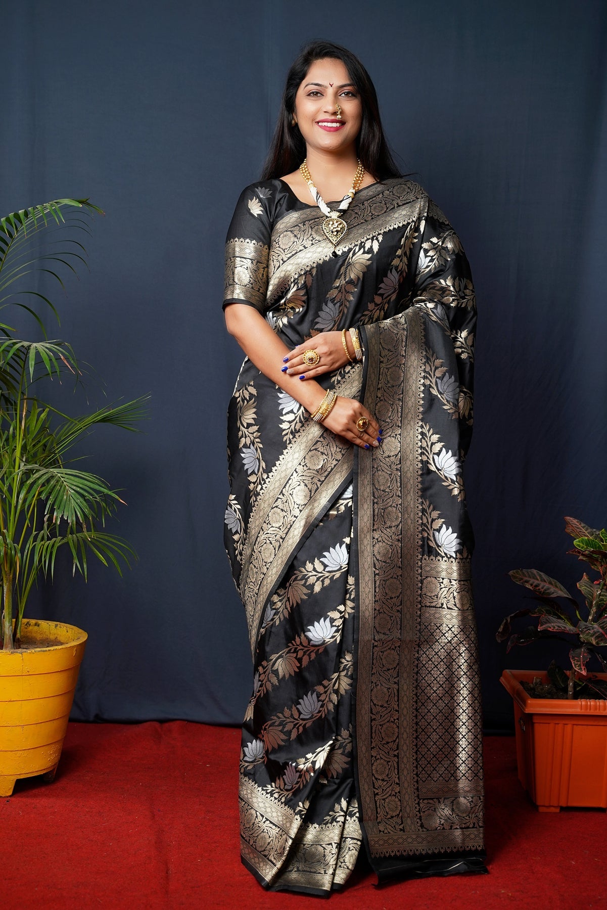 Black Handloom Banarasi Silk Saree - OFLINE SELECTION Banarasi SareeGULABO2BLACK #Saree#