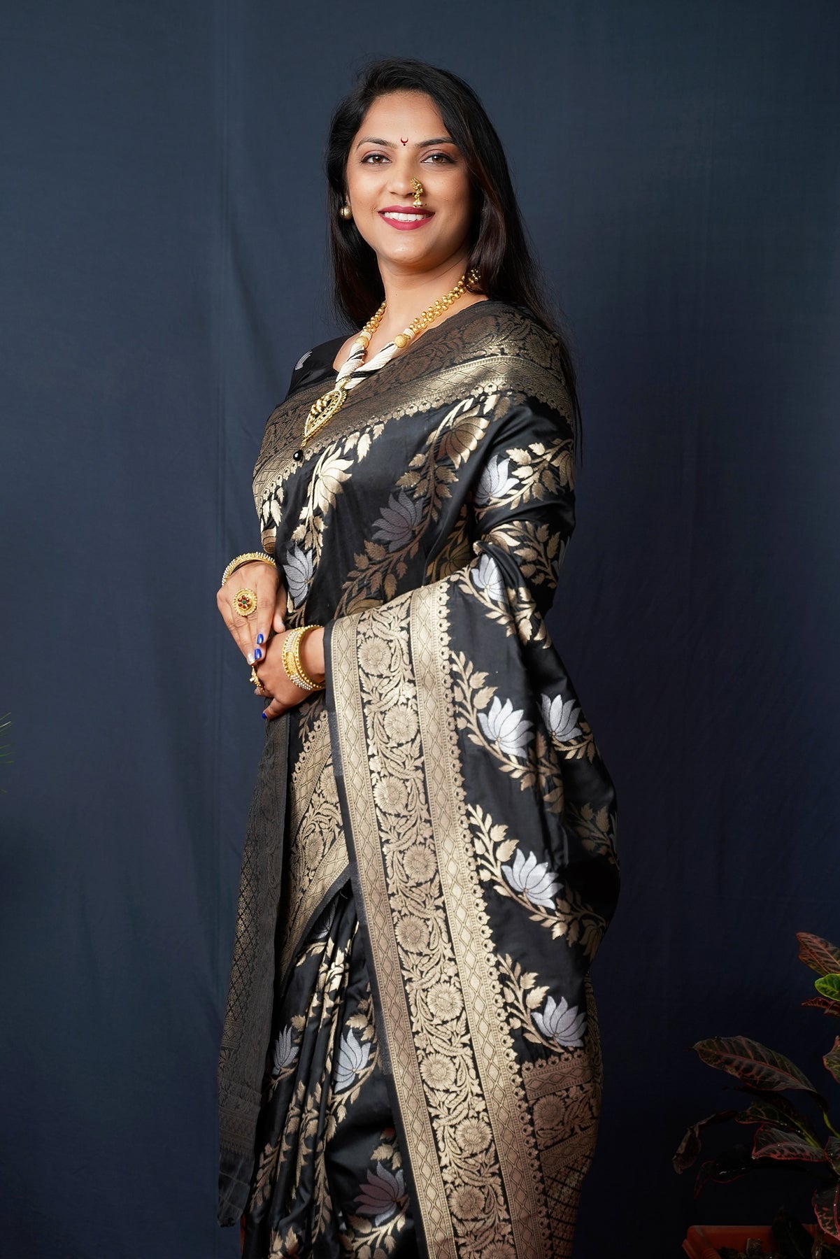 Black Handloom Banarasi Silk Saree - OFLINE SELECTION Banarasi SareeGULABO2BLACK #Saree#