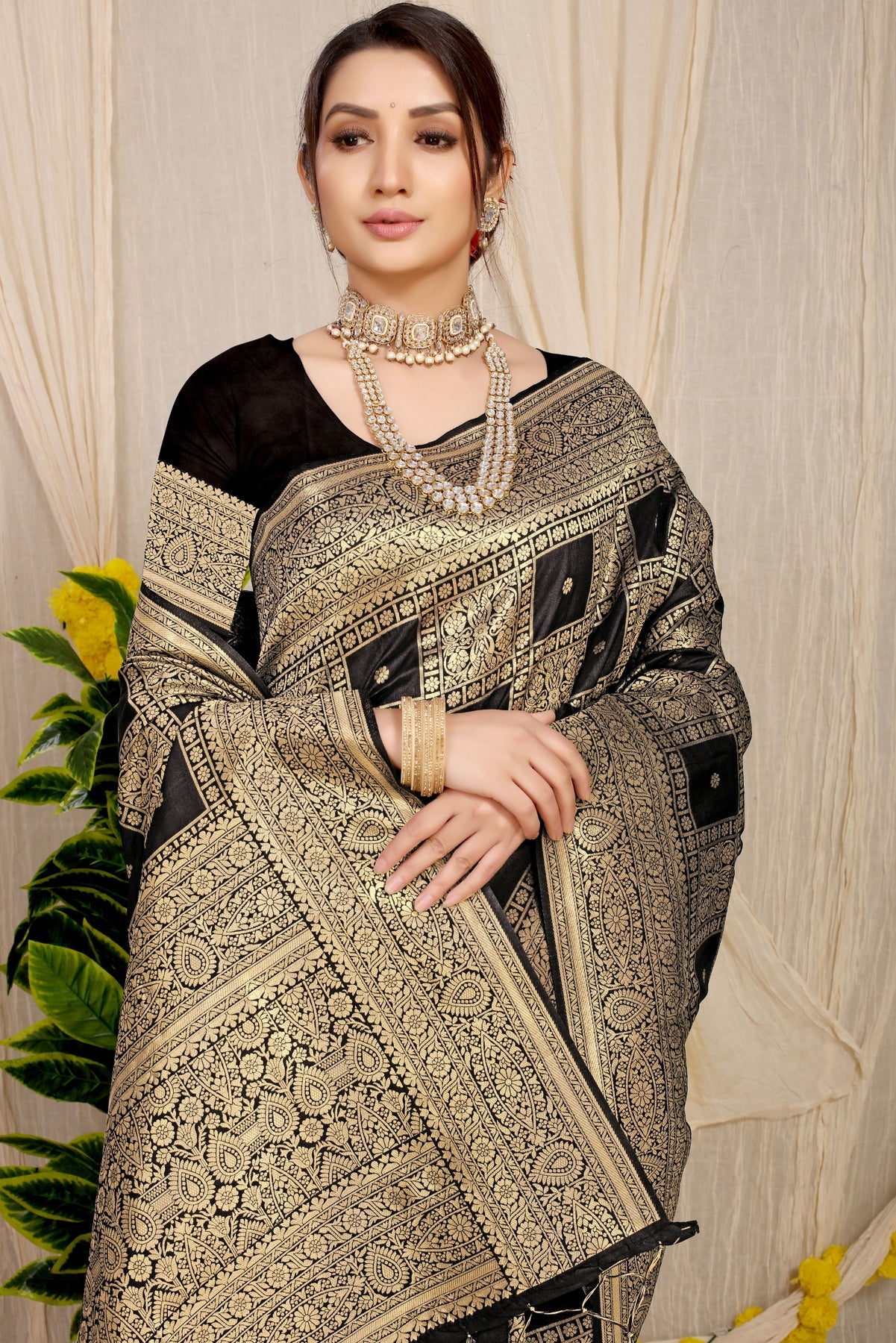 Black Pattu Kanjivaram Silk Saree - OFLINE SELECTION Kanjivaram SareebutiboxBLACK #Saree#