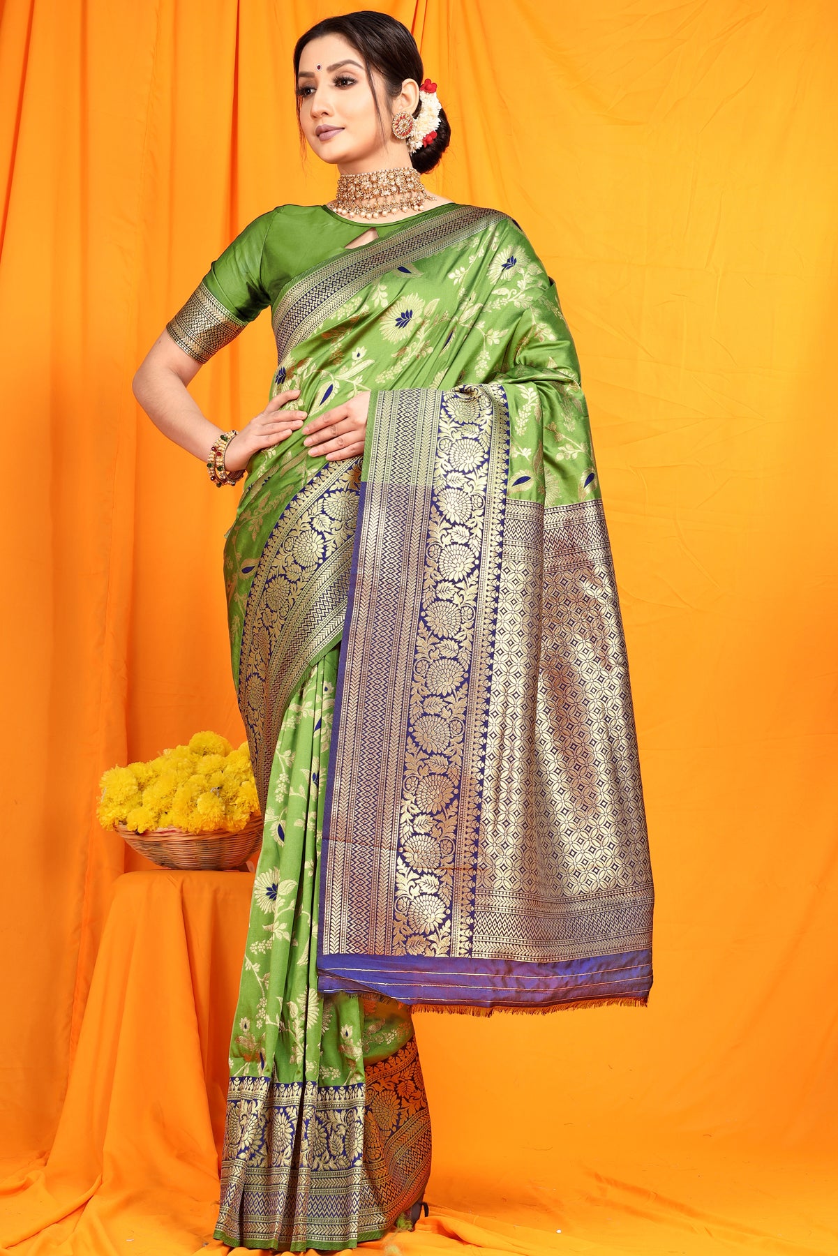 Green Pattu Banarasi Silk saree