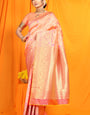 Peach Pattu Banarasi Silk saree