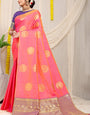 Light Pink Pattu Weaving Silk Banarasi saree