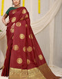 Maroon Pattu Weaving Silk Banarasi saree