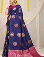 Navy Blue Pattu Weaving Silk Banarasi saree