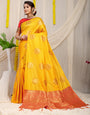 Yellow Pattu Weaving Silk Banarasi saree