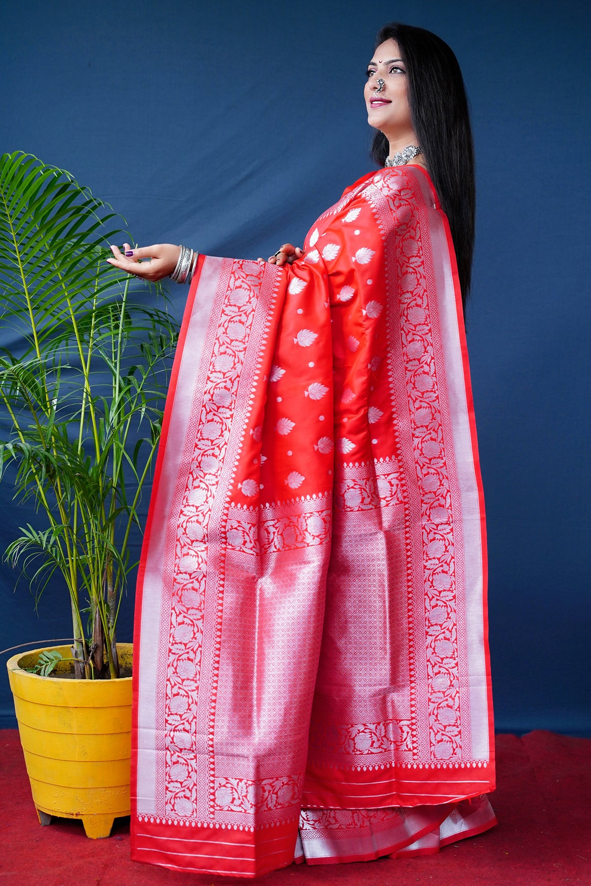 Red Weaving Soft Banarasi Silk Saree