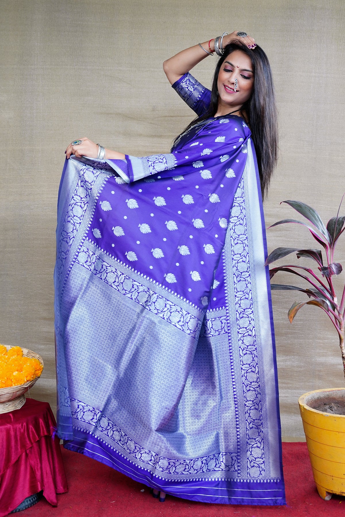 Royal Blue Weaving Soft Banarasi Silk Saree