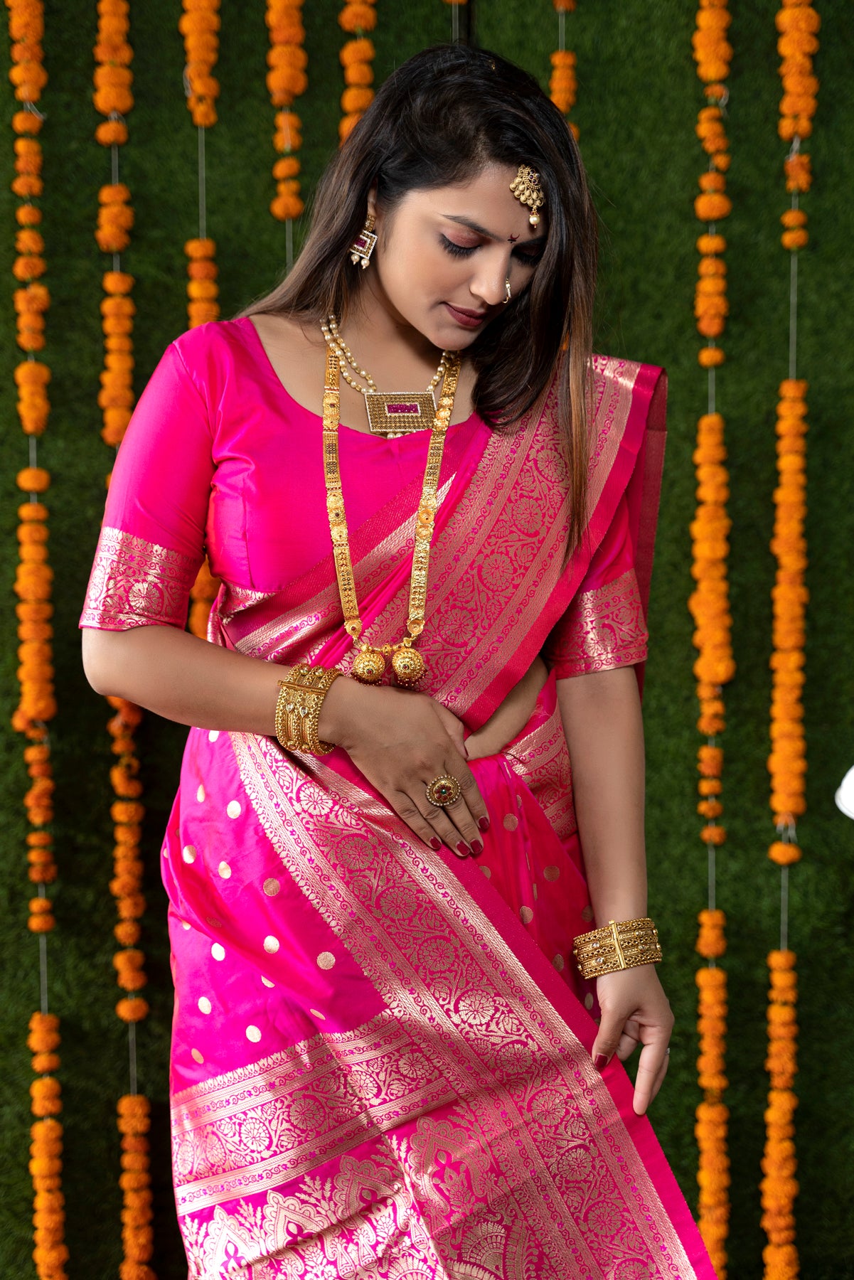 Pink Poweloom Kanjivaram Silk Saree