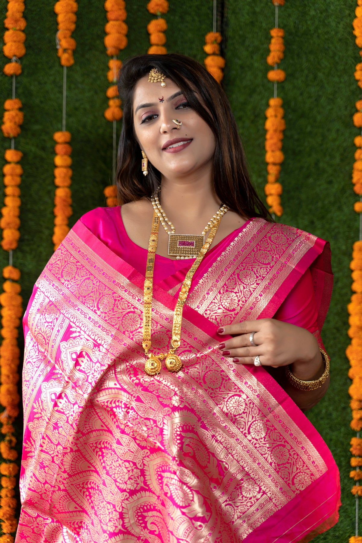 Pink Poweloom Kanjivaram Silk Saree