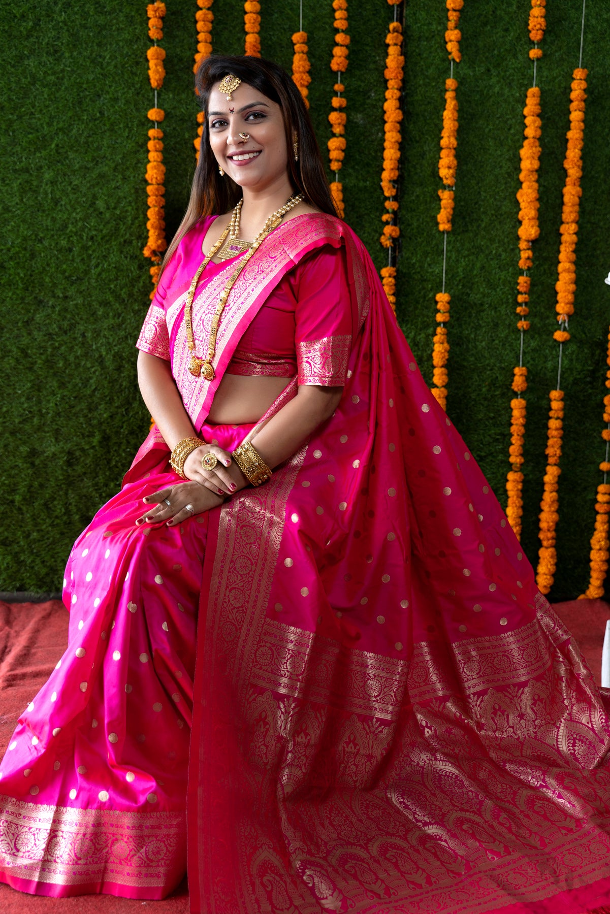 Pink Poweloom Kanjivaram Silk Saree