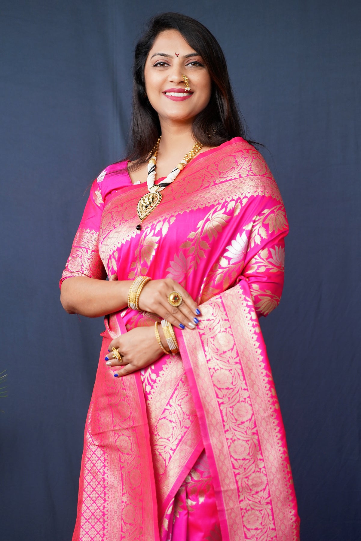 Pink Handloom Banarasi Silk Saree