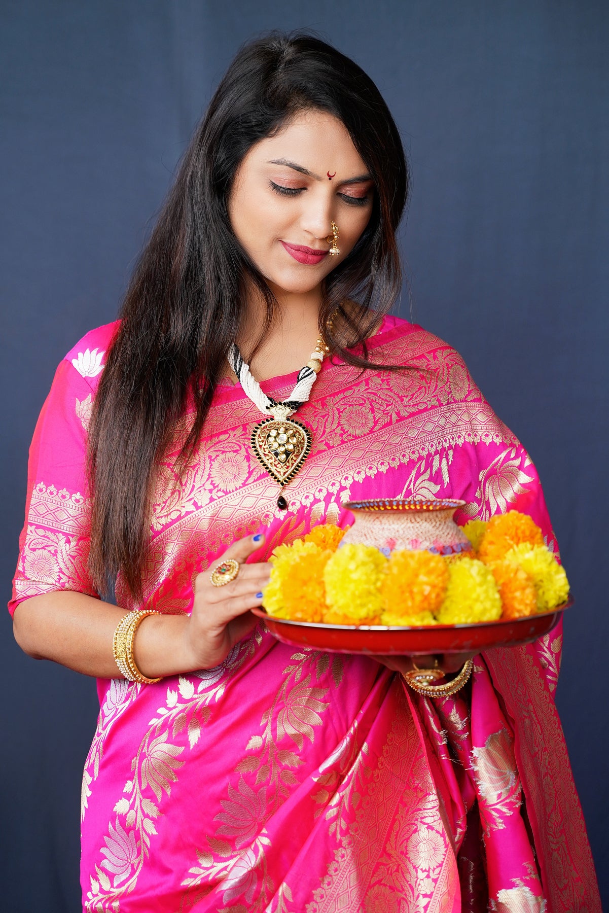 Pink Handloom Banarasi Silk Saree