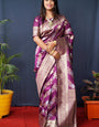 Wine  Handloom Banarasi Silk Saree