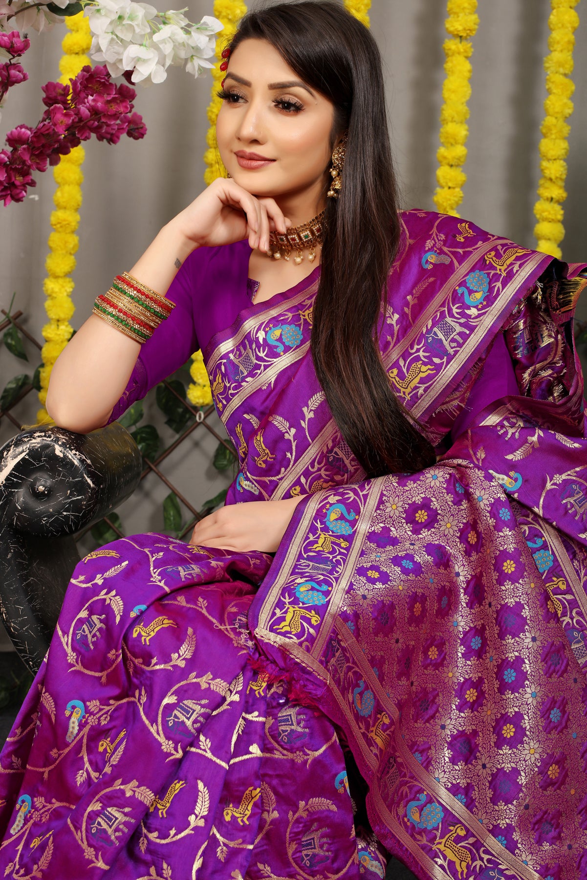 Purple Pattu Kanjivaram Silk Saree