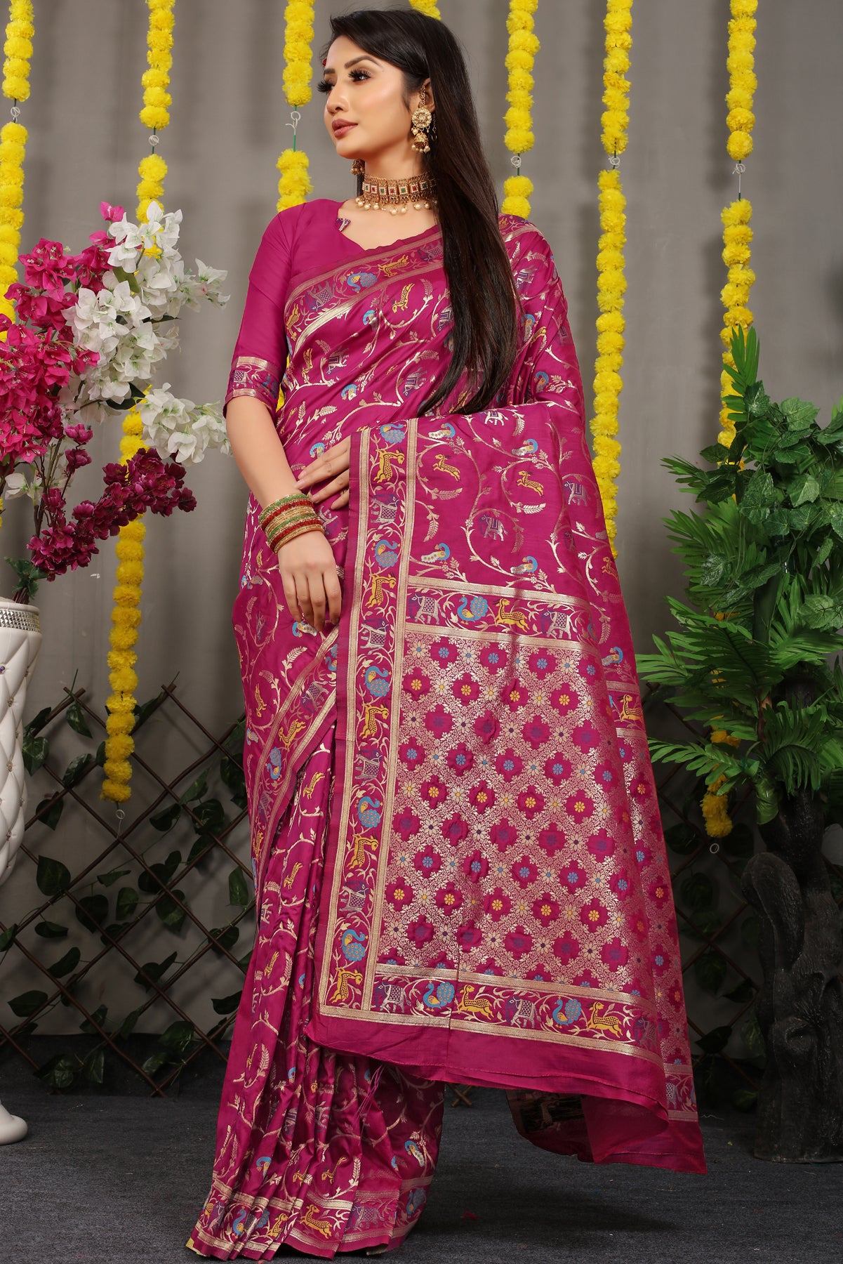 Wine Pattu Kanjivaram Silk Saree