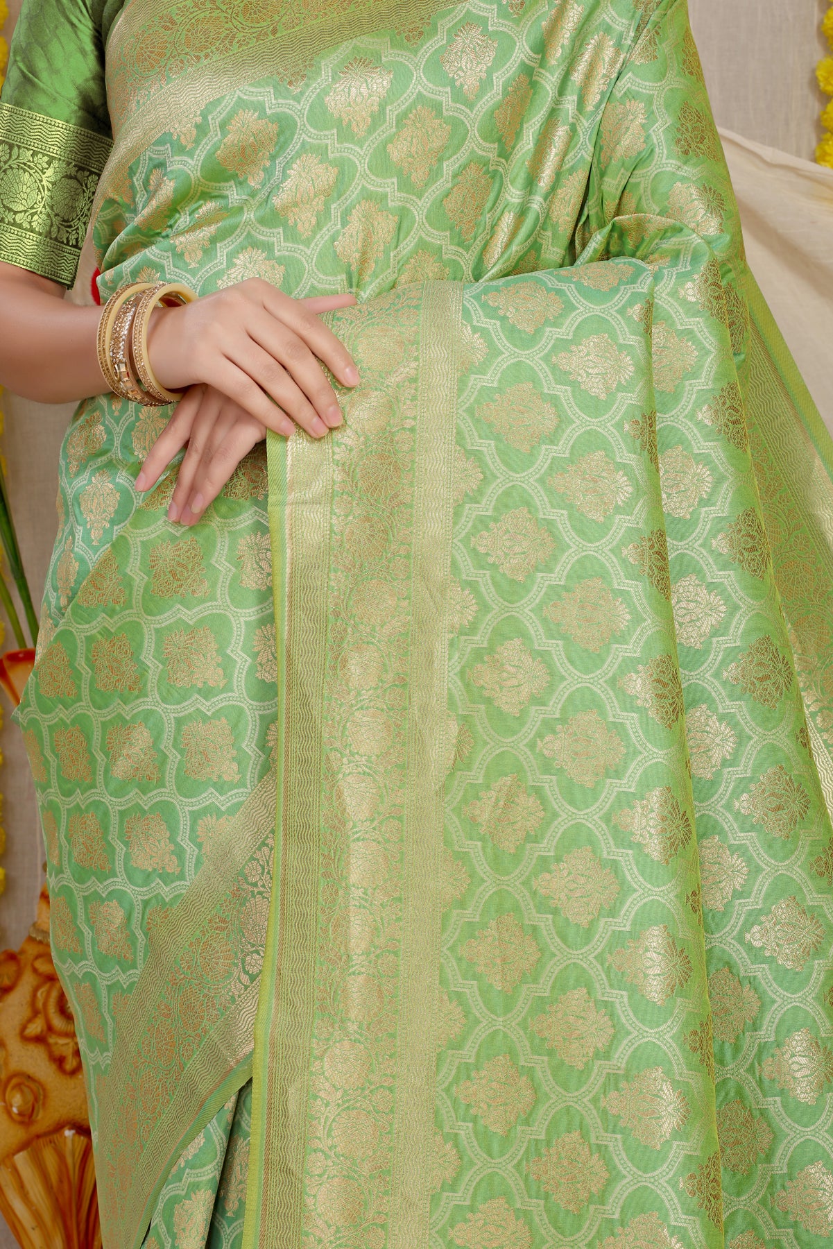 Green Kanchipuram Pattu Silk Saree Silk Saree