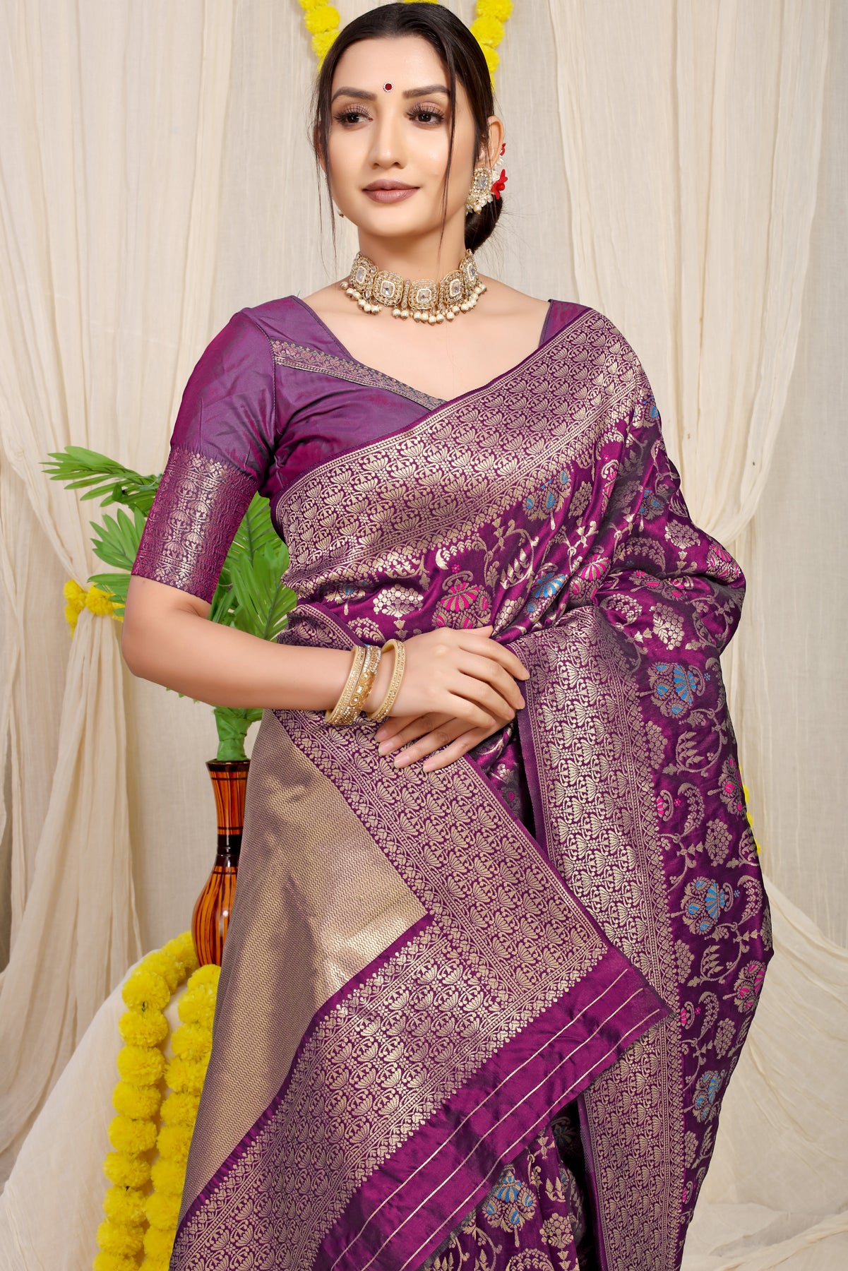 Wine Kanchipuram Pattu Silk Saree Silk Saree