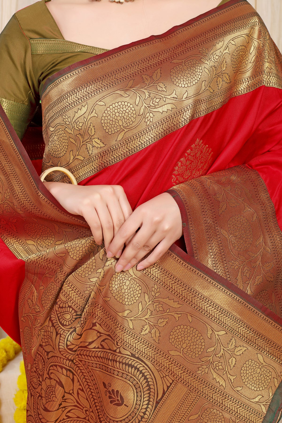 Red Kanchipuram Pattu Silk Saree