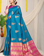 Peacock Blue Kanchipuram Pattu Silk Saree