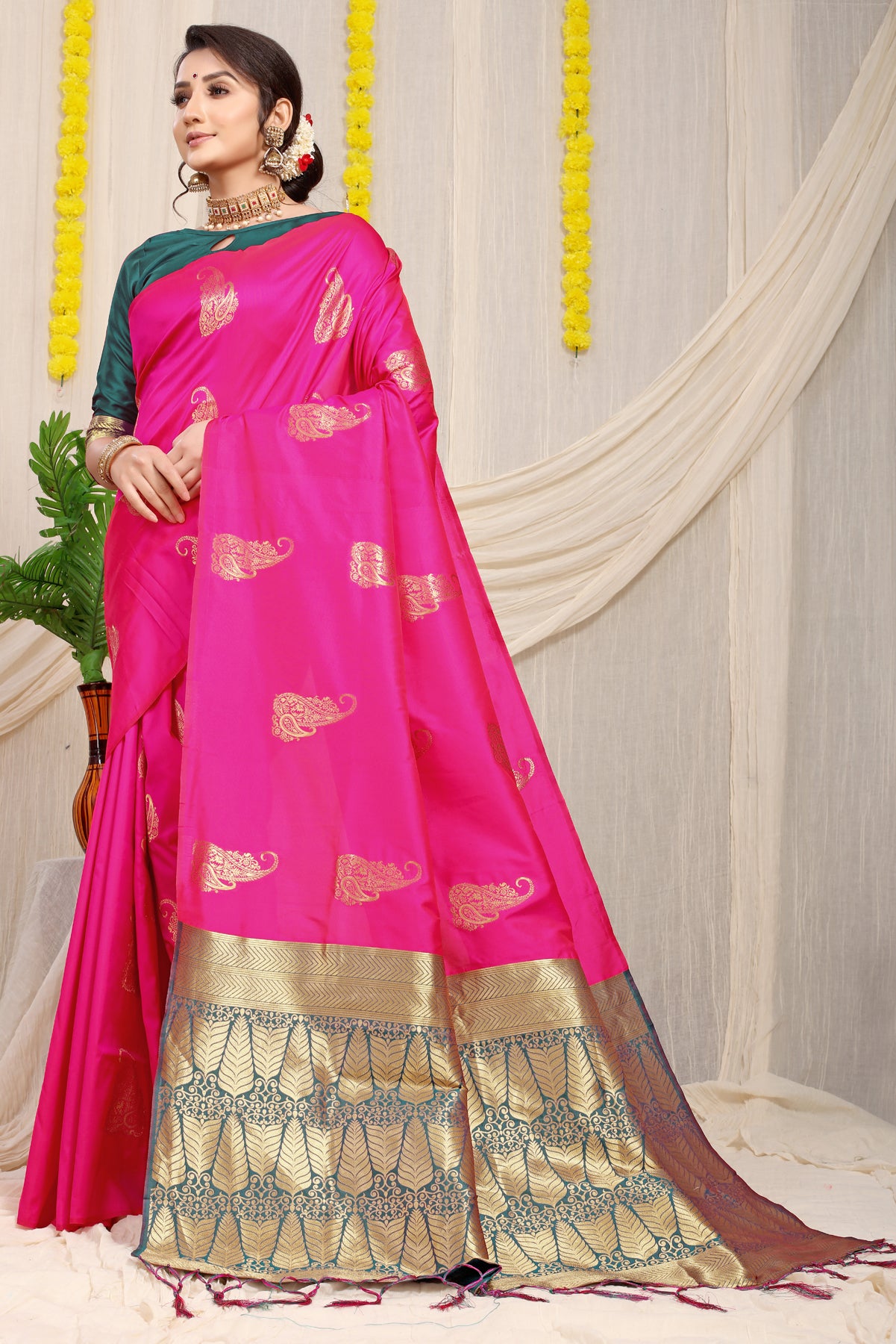 Pink Kanchipuram Pattu Silk Saree