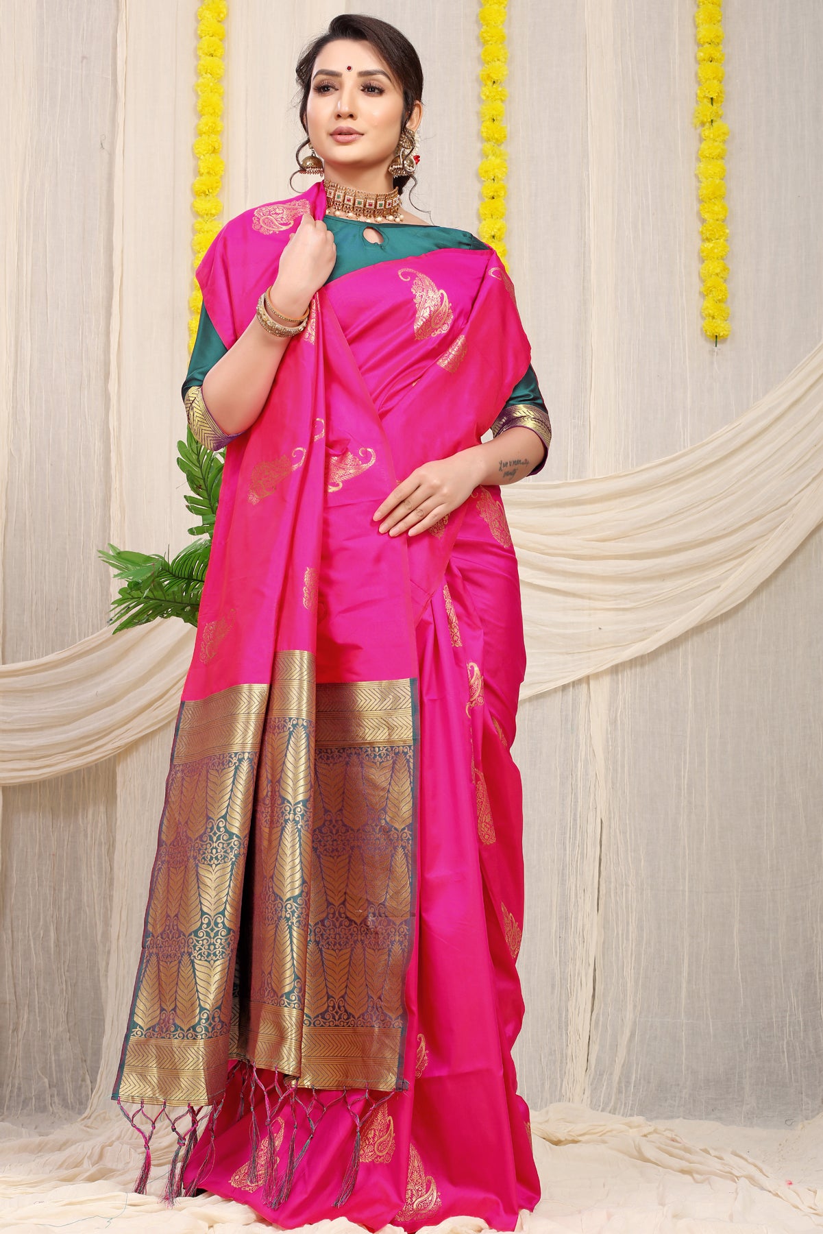 Pink Kanchipuram Pattu Silk Saree