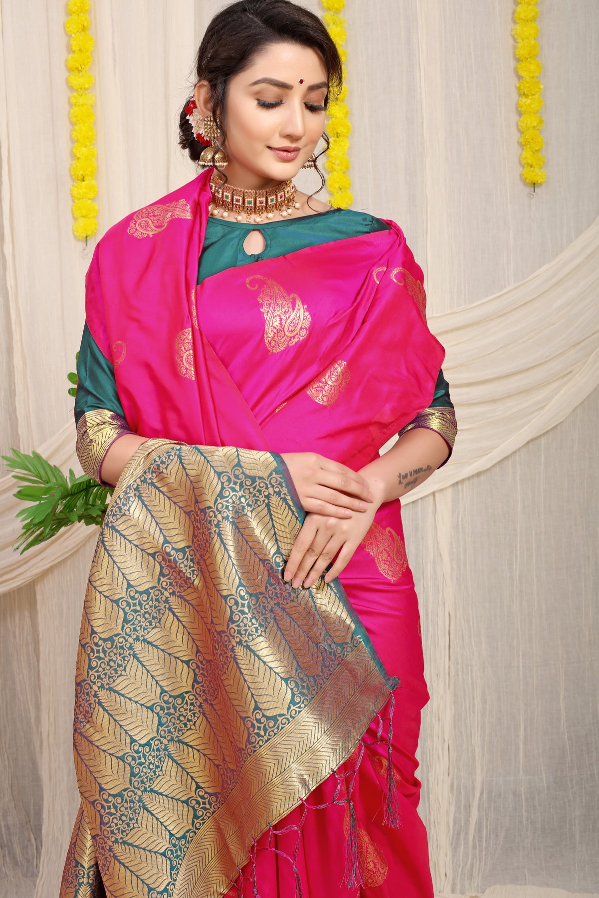 Pink Kanchipuram Pattu Silk Saree