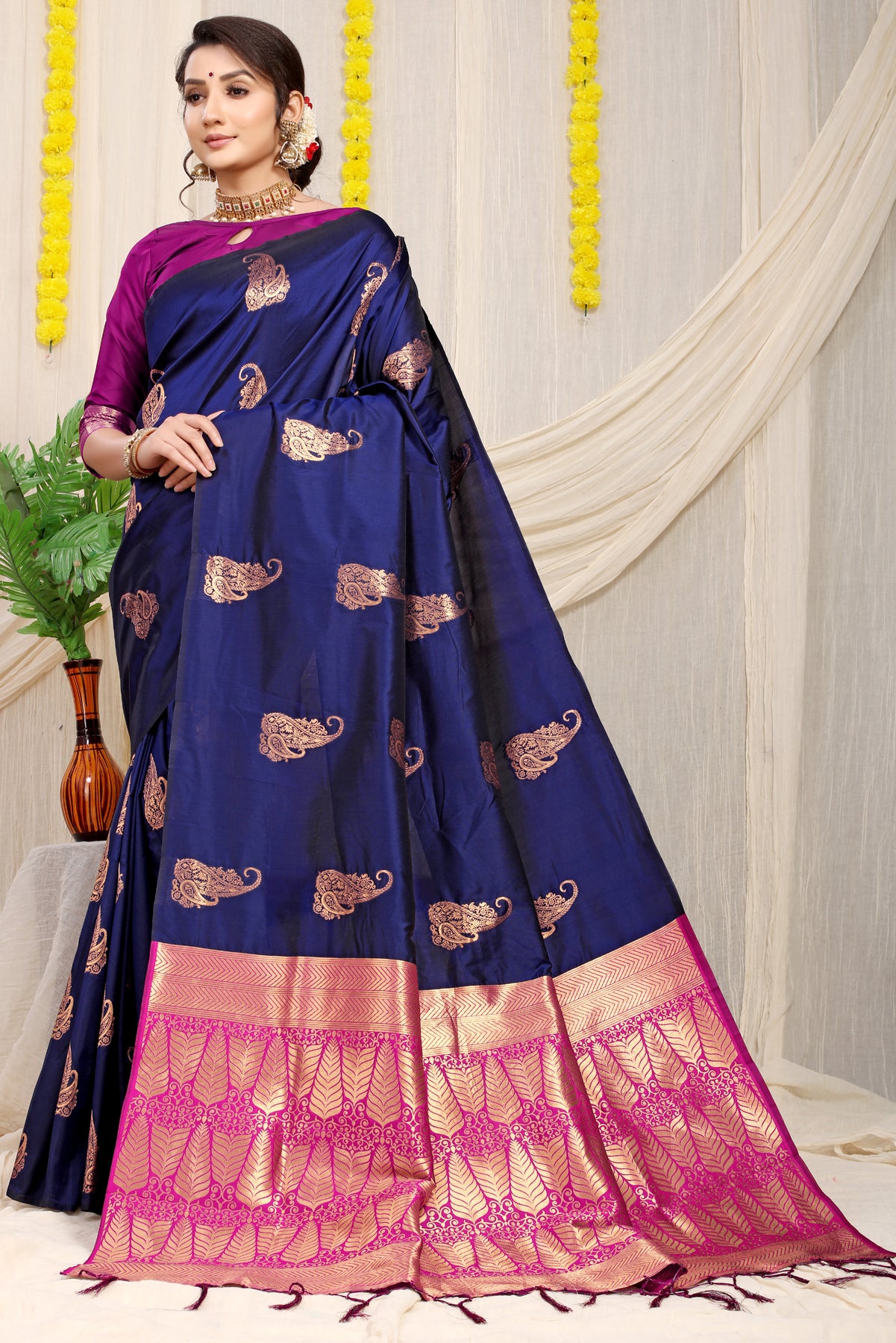 Royal Blue Kanchipuram Pattu Silk Saree