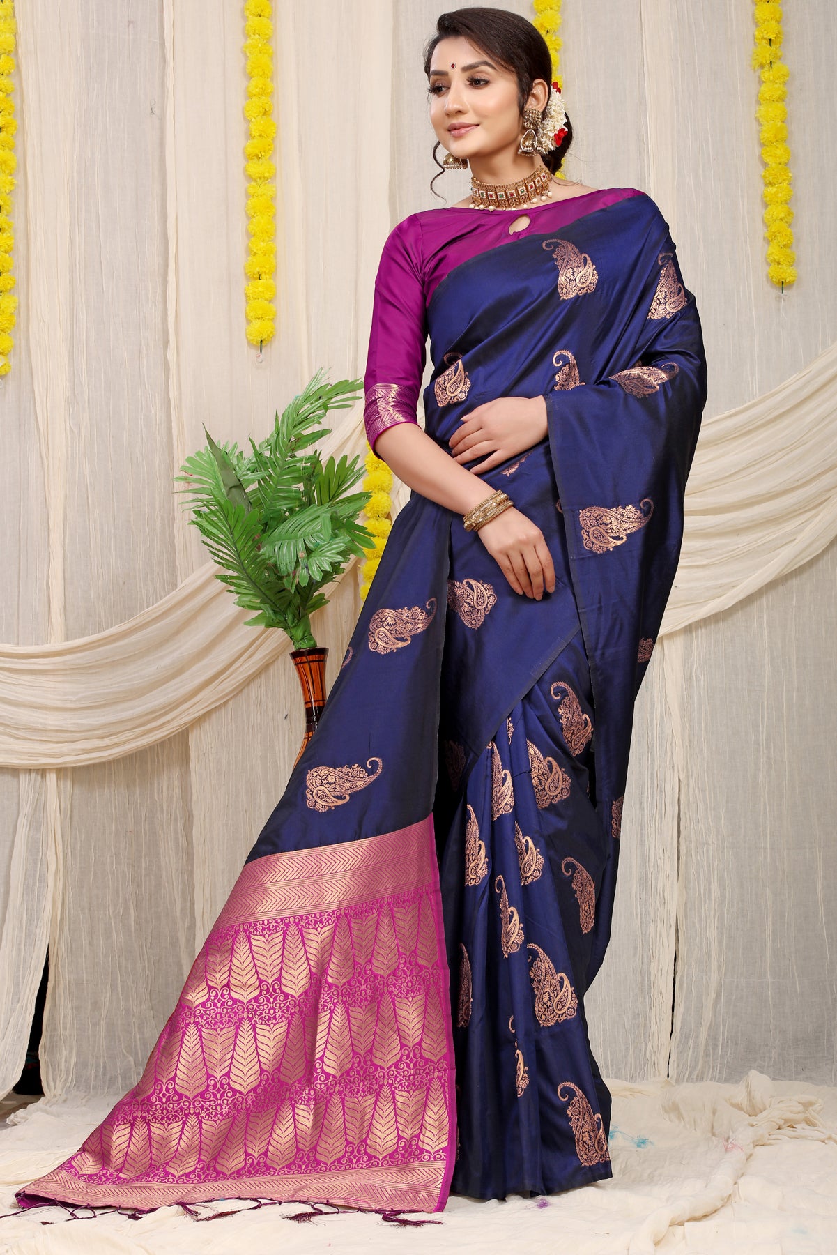 Royal Blue Kanchipuram Pattu Silk Saree