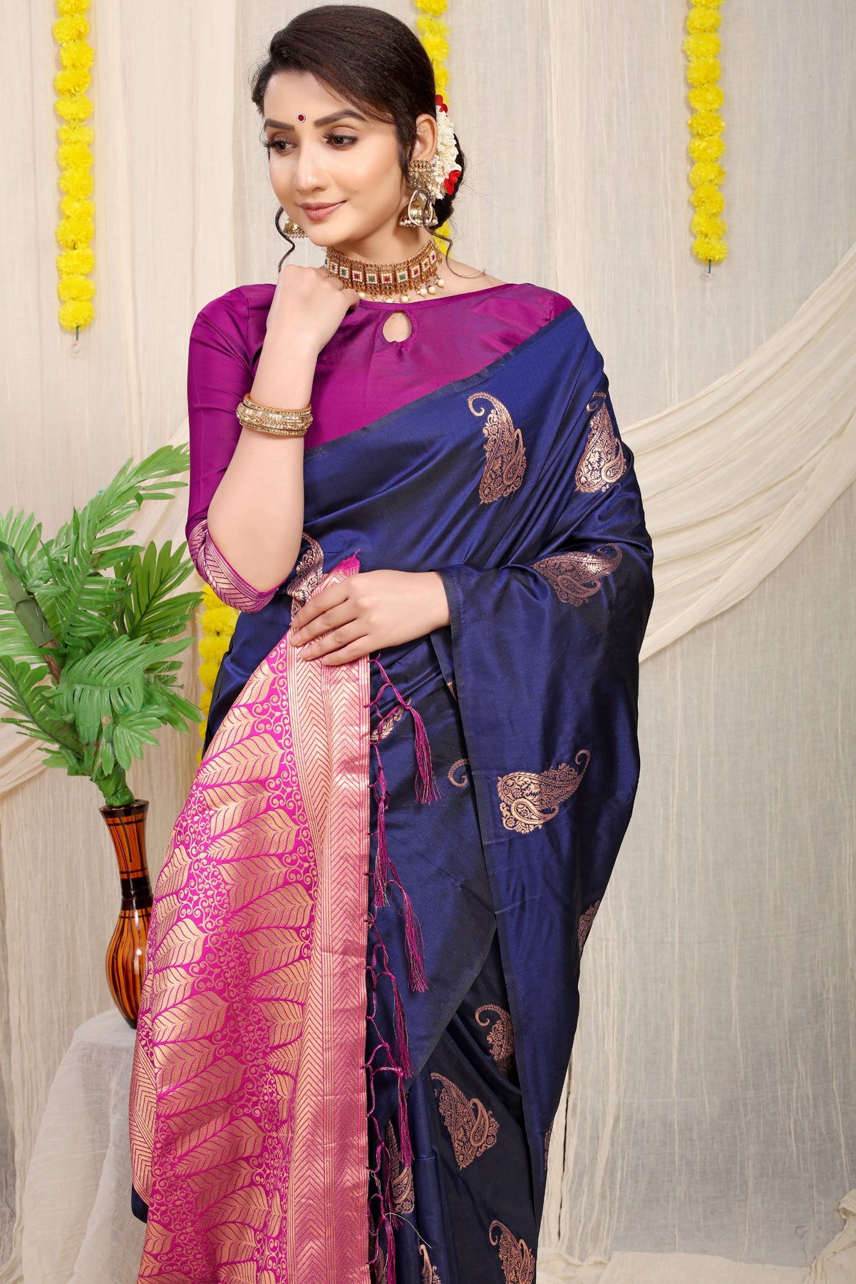 Royal Blue Kanchipuram Pattu Silk Saree