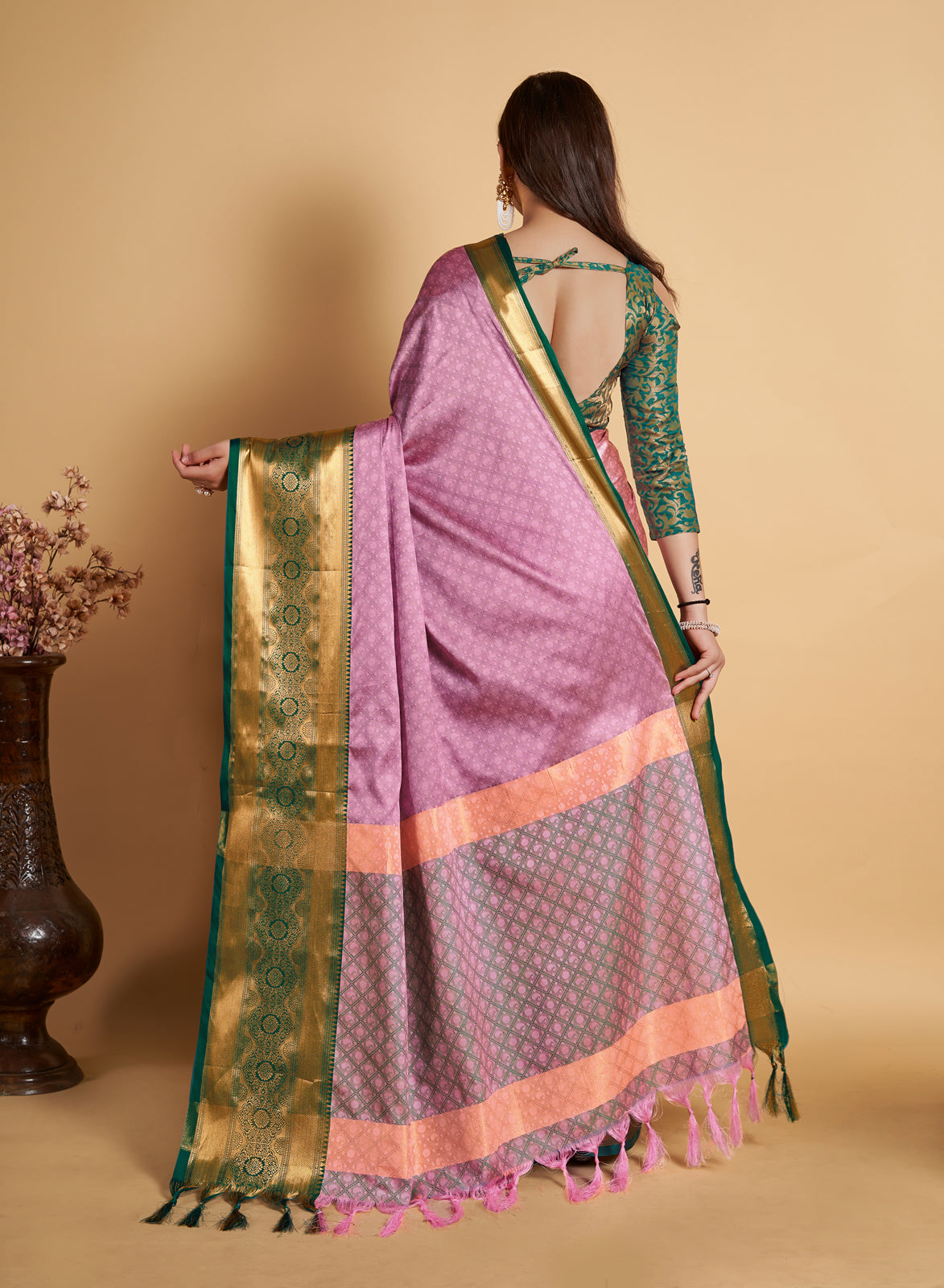 Pink Breathable Banarasi Lichi Soft Silk Indian Weddings Saree