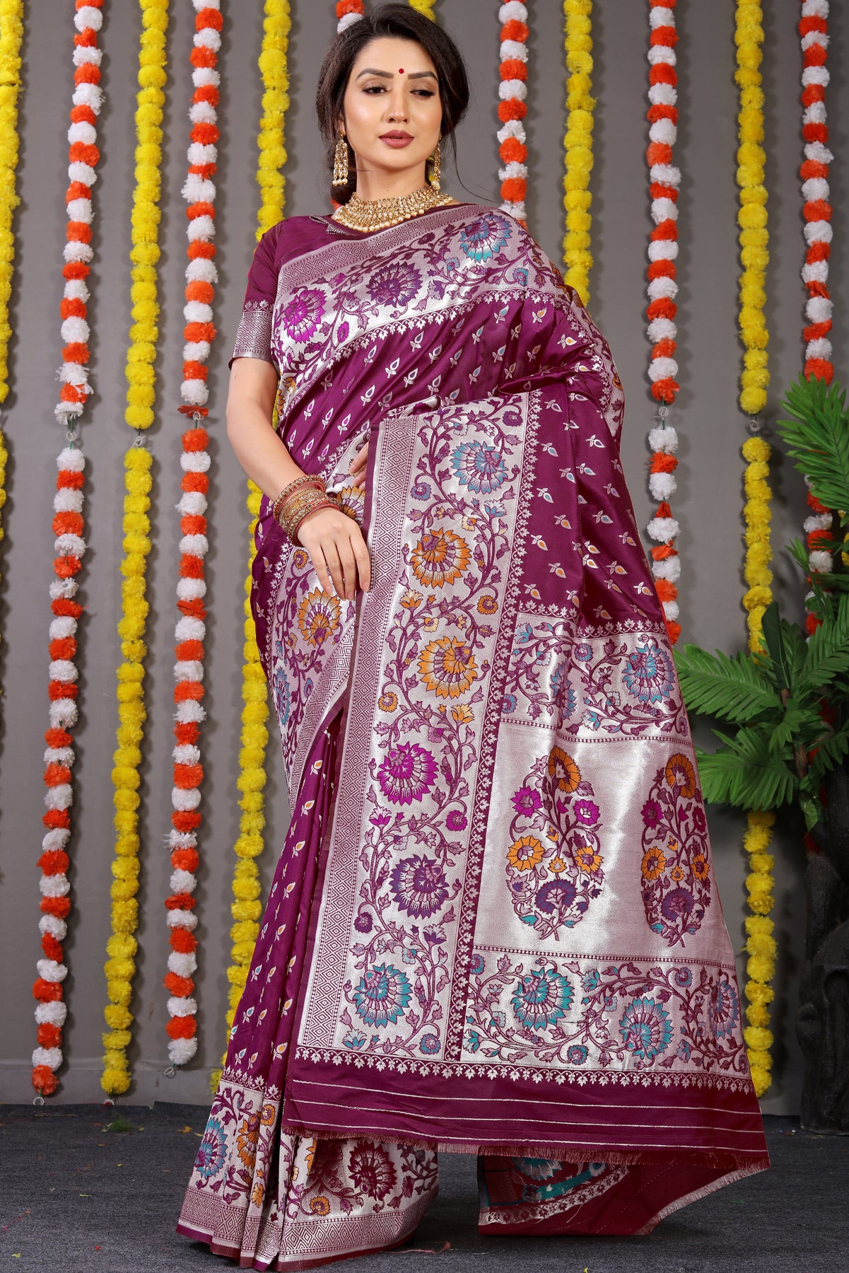 Maroon Kanchipuram Pattu Silk Saree