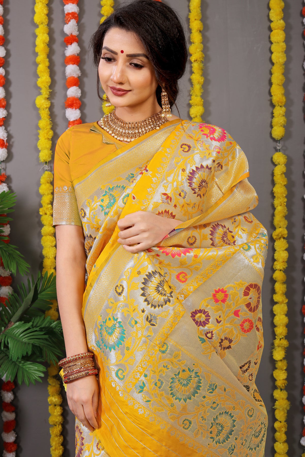 Kohinoor Yellow Kanchipuram Pattu Silk Saree Silk Saree