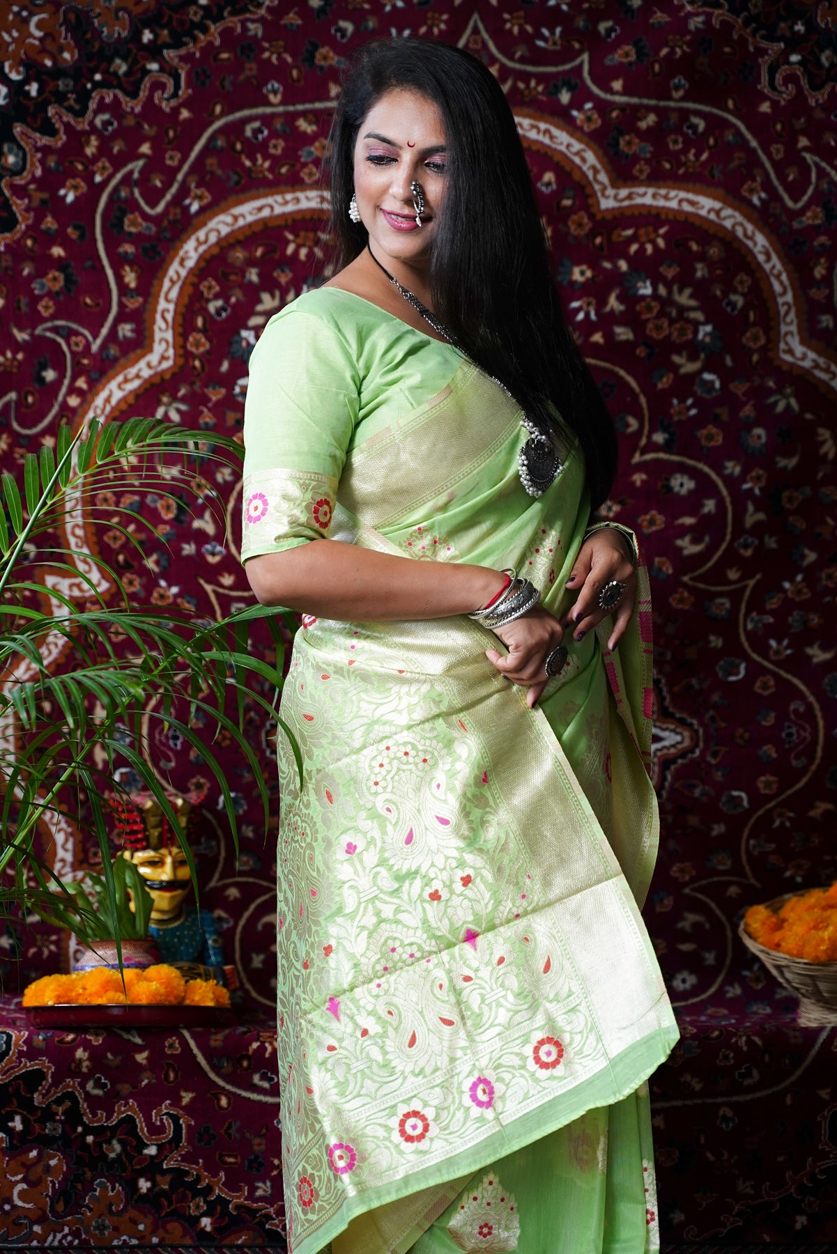 Green Pure Tissue Silk Saree