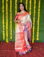 Cream Soft Handloom Weaving Kanchipuram Silk Saree