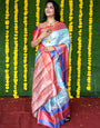 Sky Blue Soft Handloom Weaving Kanchipuram Silk Saree