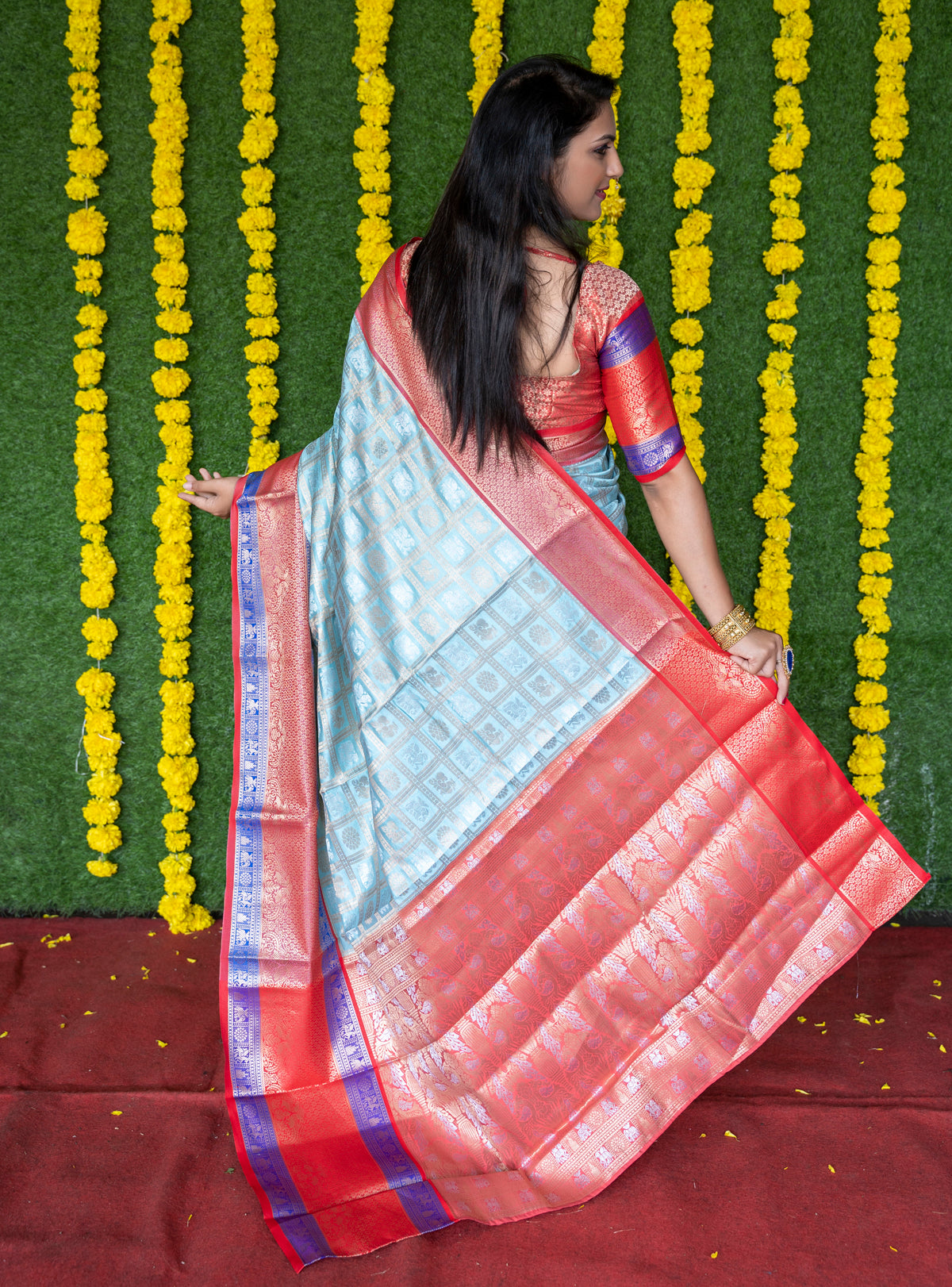 Sky Blue Soft Handloom Weaving Kanchipuram Silk Saree