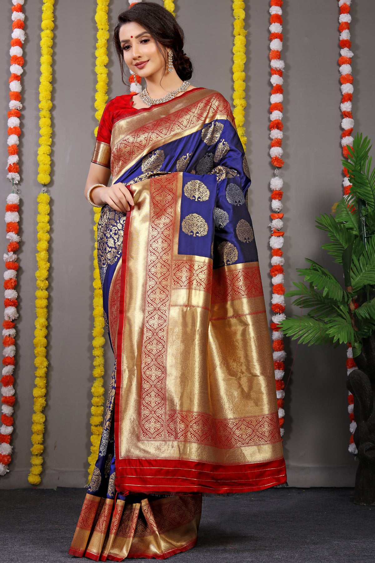 Blue Paithani Silk Saree With Zari Weaving Banarasi Silk Saree