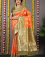 Orange Paithani Silk Saree With Zari Weaving Banarasi Silk Saree