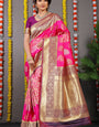 Pink Paithani Silk Saree With Zari Weaving Banarasi Silk Saree
