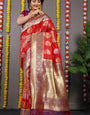 Red  Paithani Silk Saree With Zari Weaving Banarasi Silk Saree