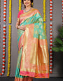 Sky Blue Paithani Silk Saree With Zari Weaving Banarasi Silk Saree