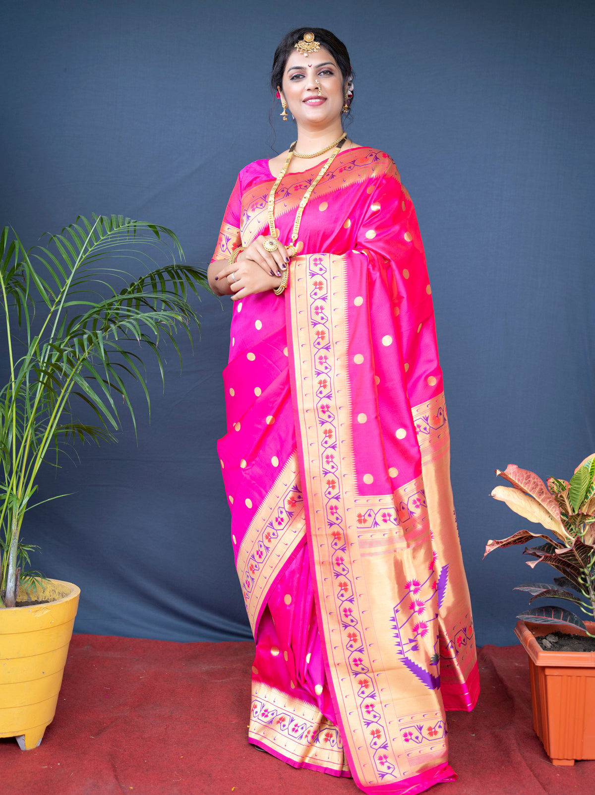 Pink Paithani Silk Saree