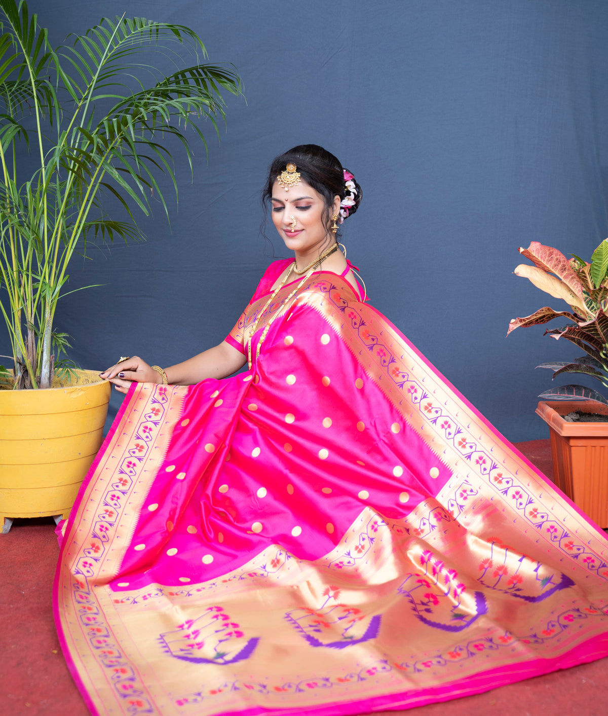 Pink Paithani Silk Saree