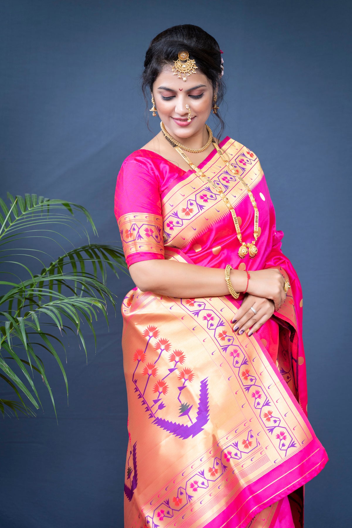 Pink Paithani Silk Saree