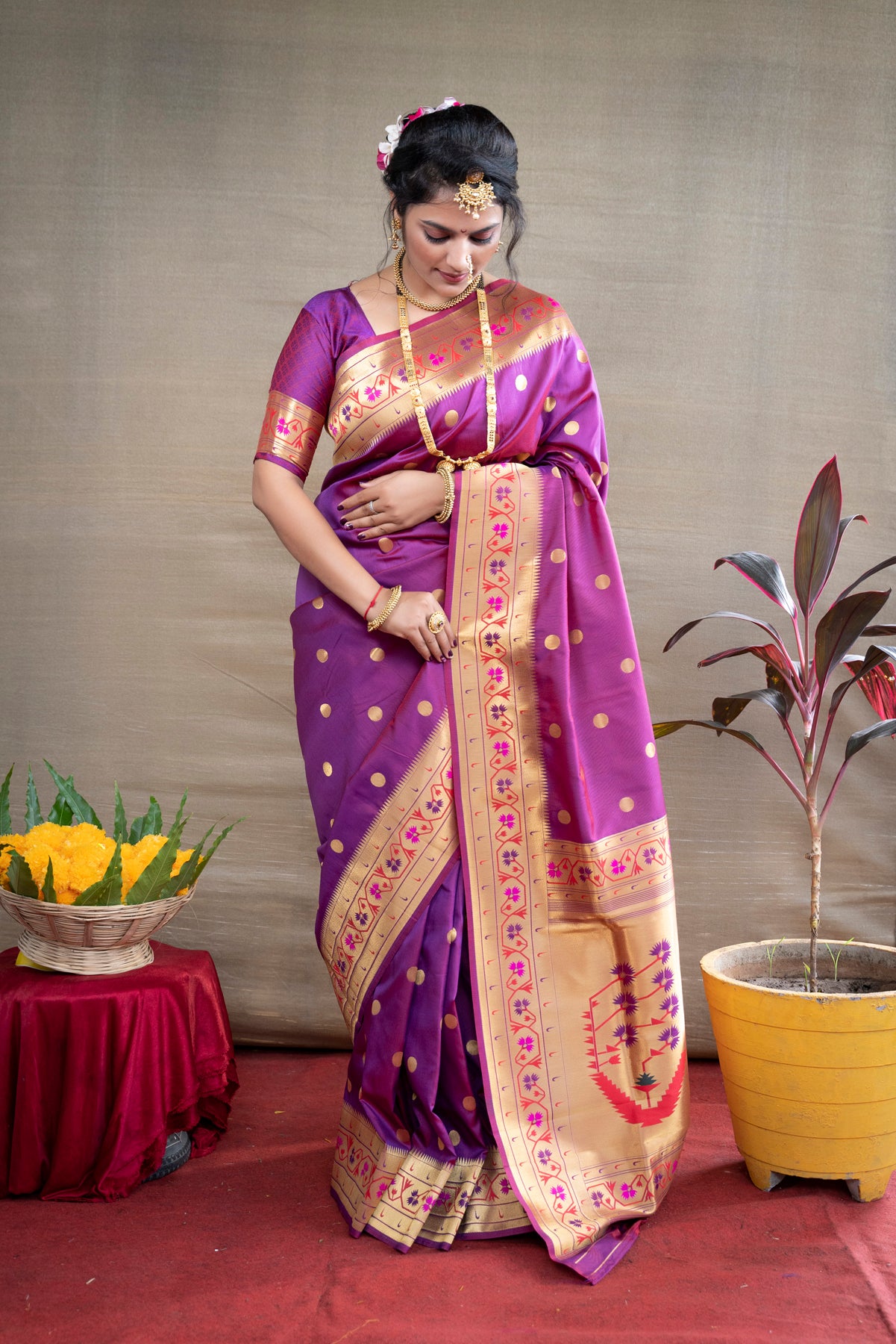 Purple Pure Paithani Silk Saree