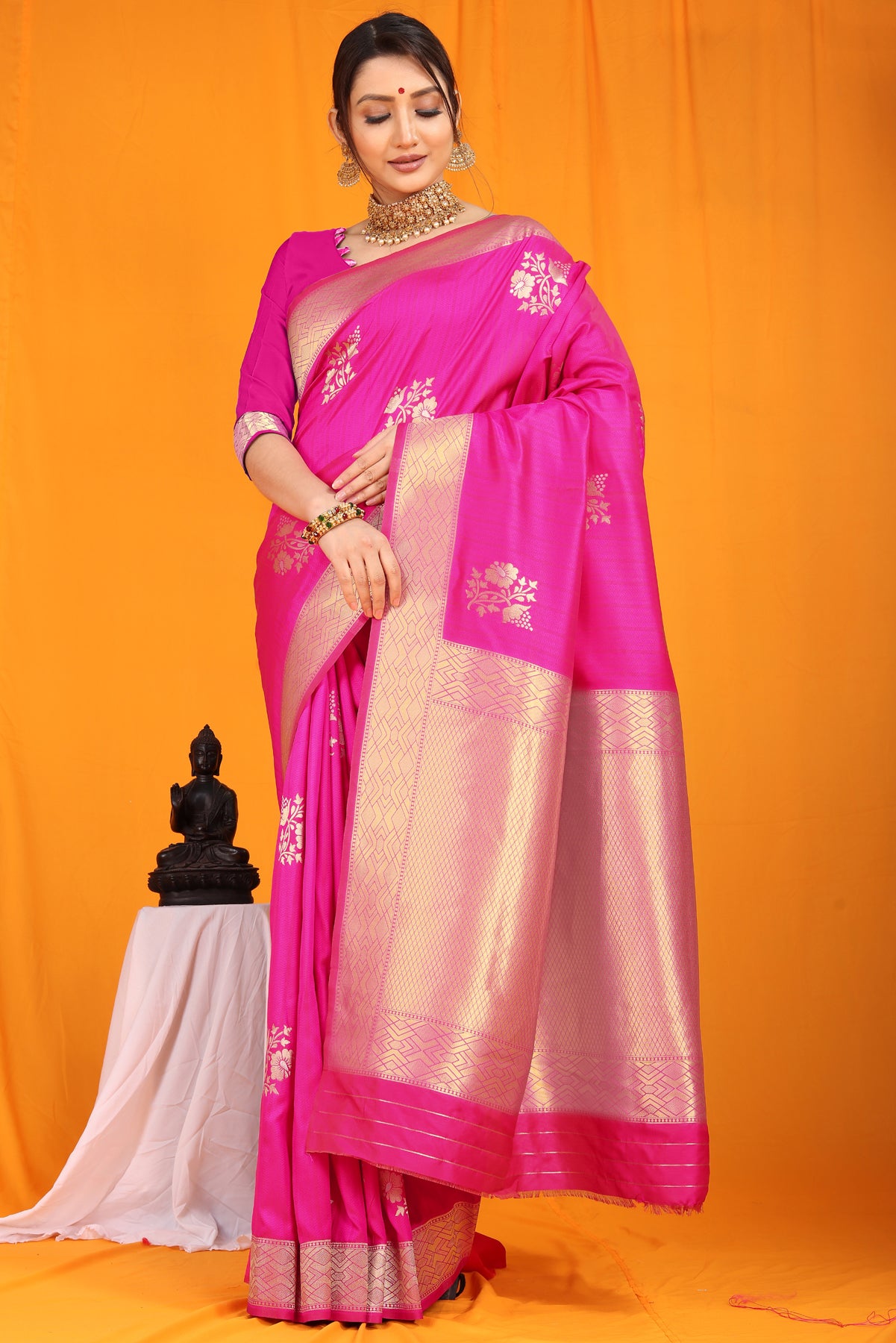 Pink Kanchipuram Pattu Silk Saree