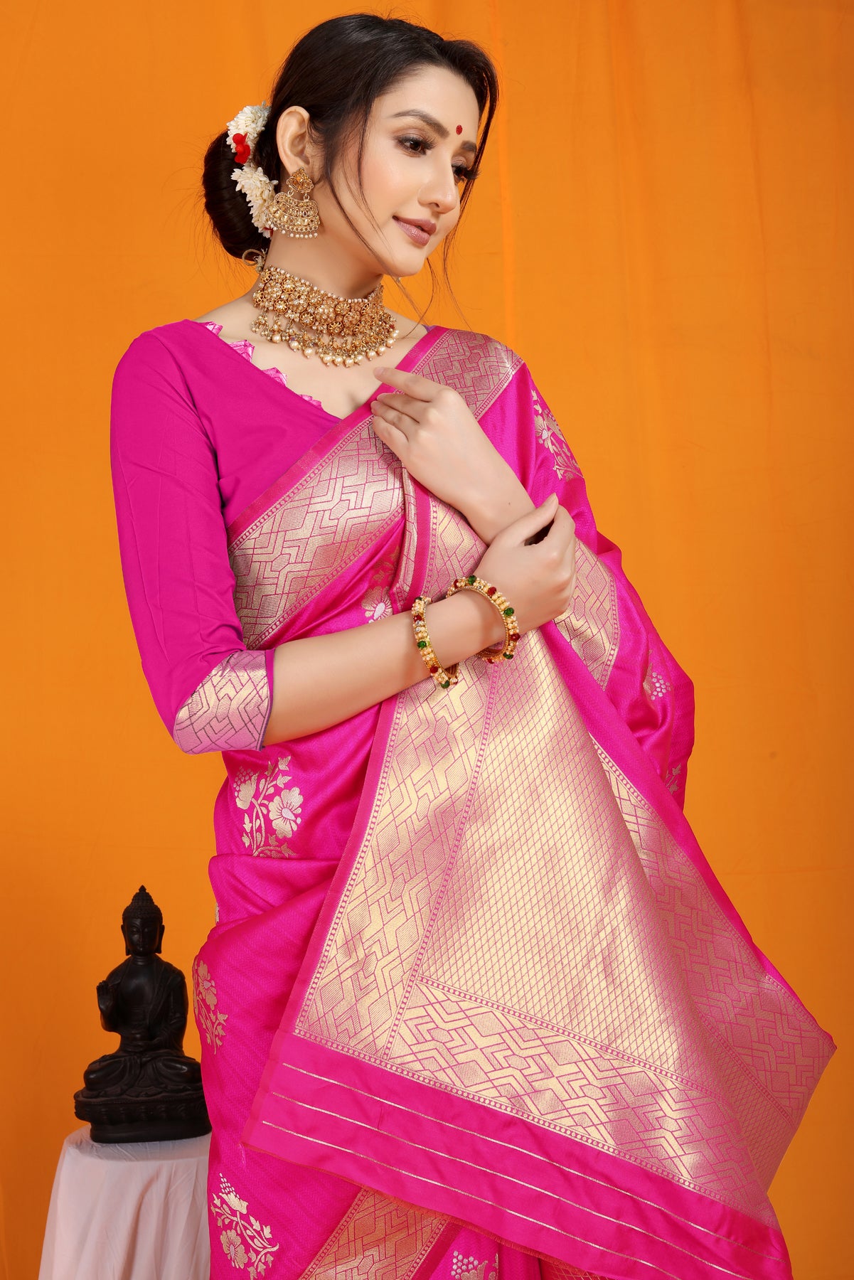 Pink Kanchipuram Pattu Silk Saree