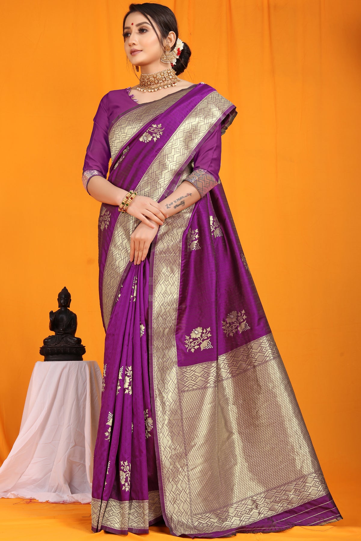 Purple Kanchipuram Pattu Silk Saree