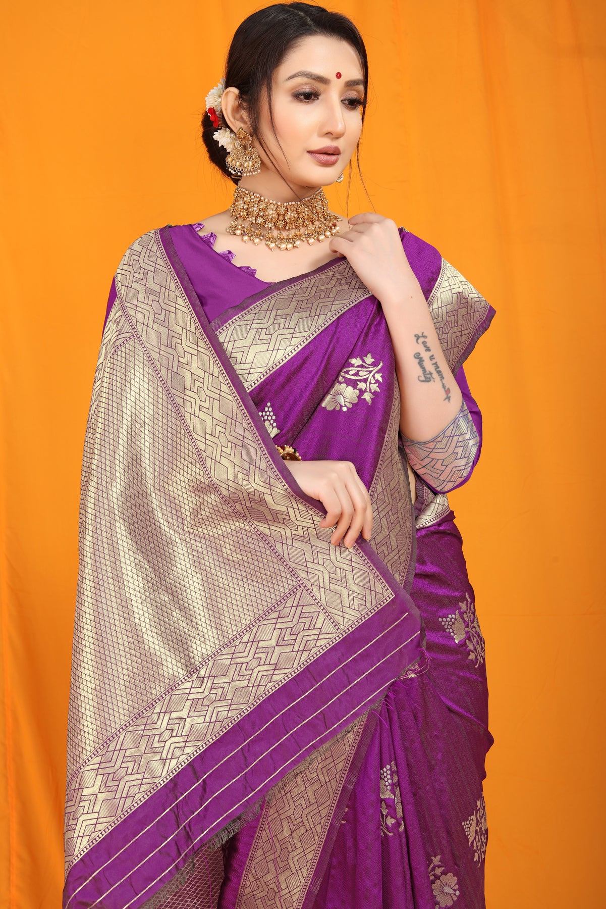 Purple Kanchipuram Pattu Silk Saree