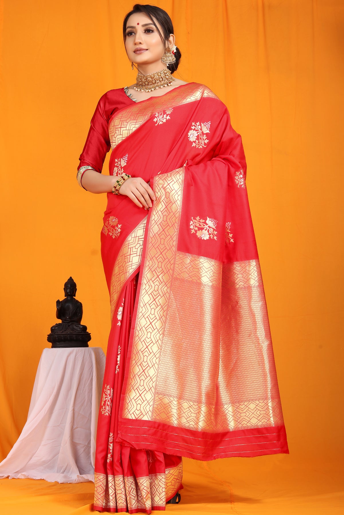 Red Kanchipuram Pattu Silk Saree